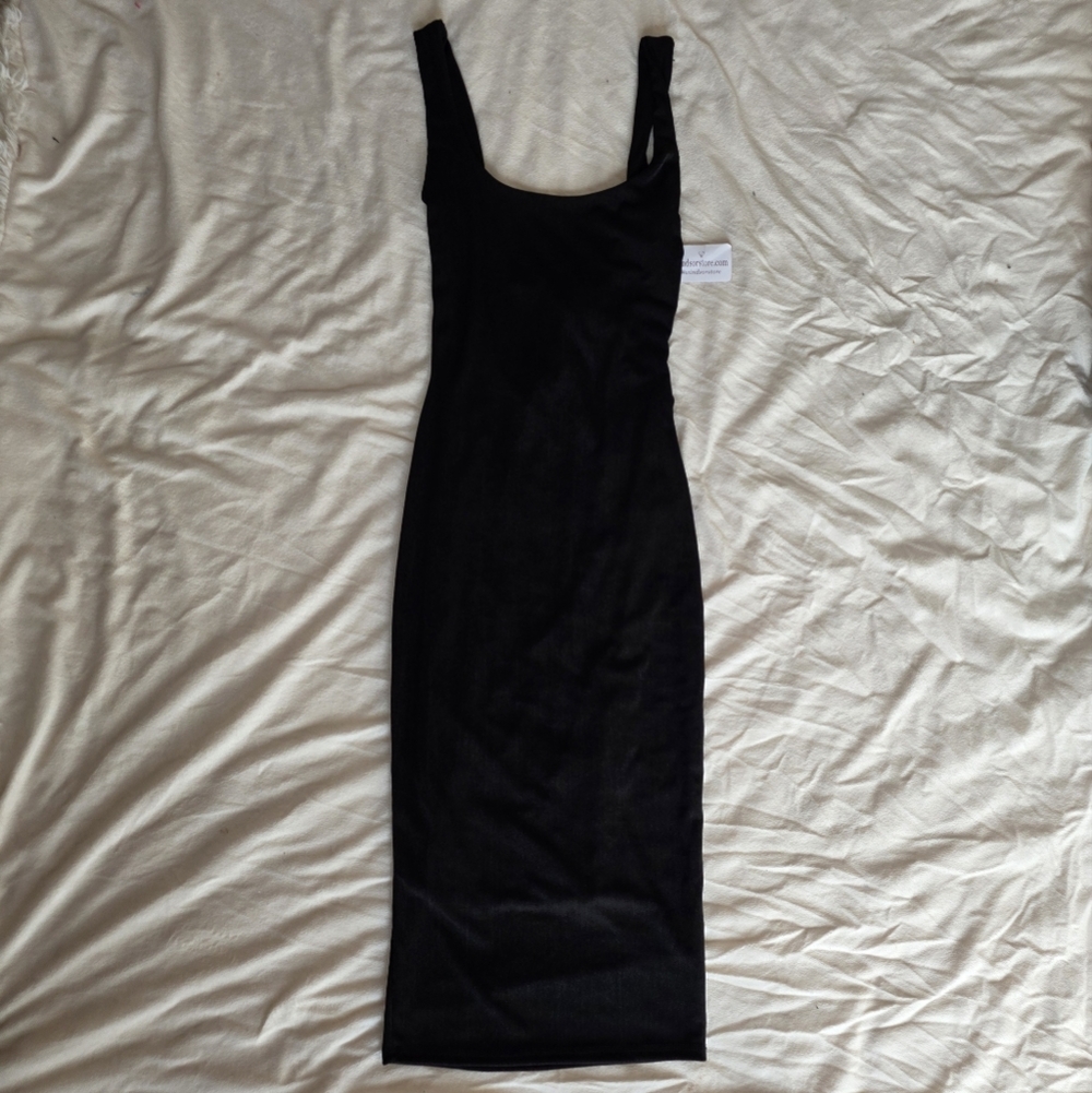 Windsor Slinky Midi Little Black Dress with Open Tie-Back NWT‎